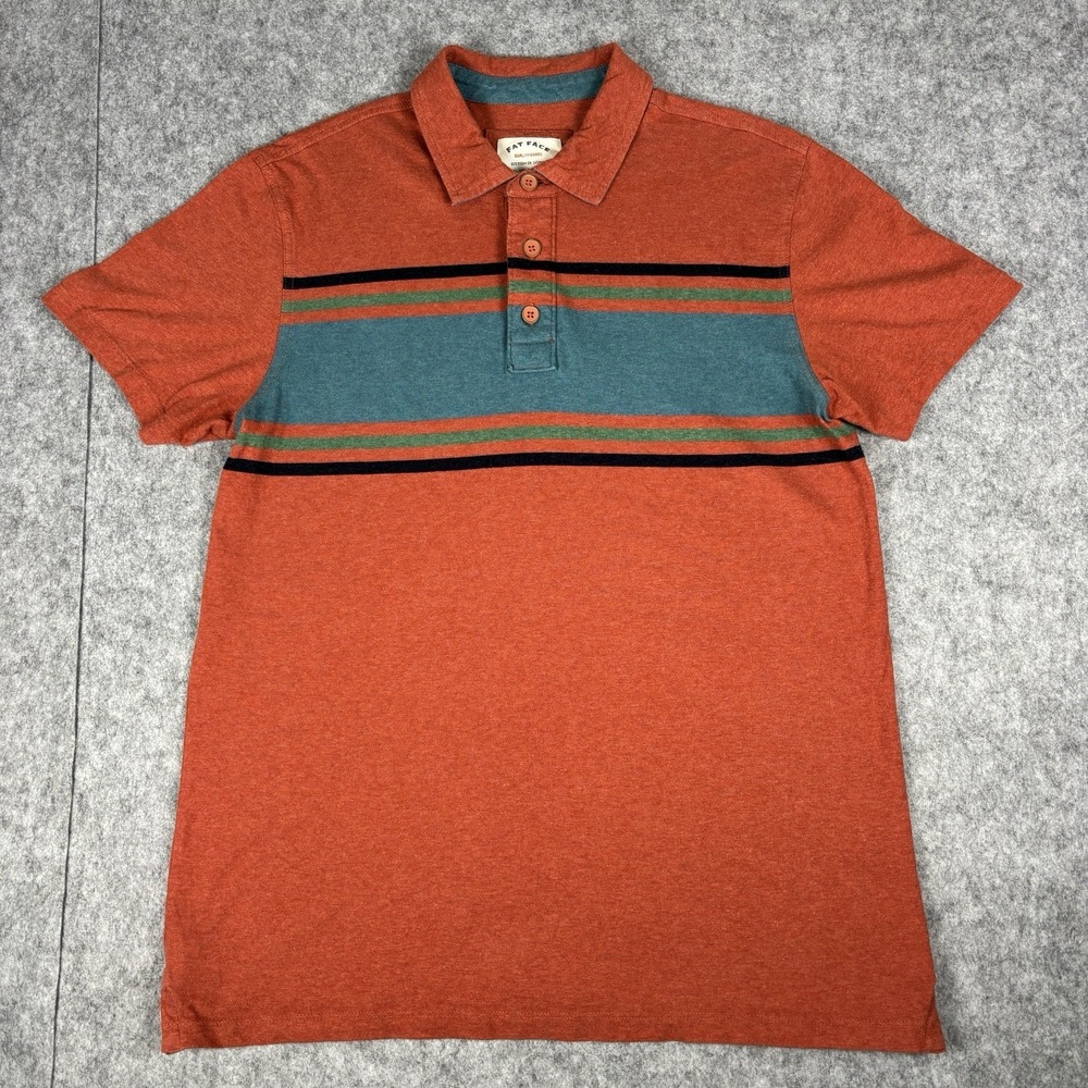Fat Face Shirt Mens M Regular Red Striped Golf Polo Short Sleeves